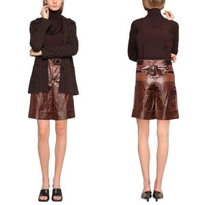 Peserico Brown Metallic Belted Tailored Handmade Shorts Italy Size 44 US Size 8